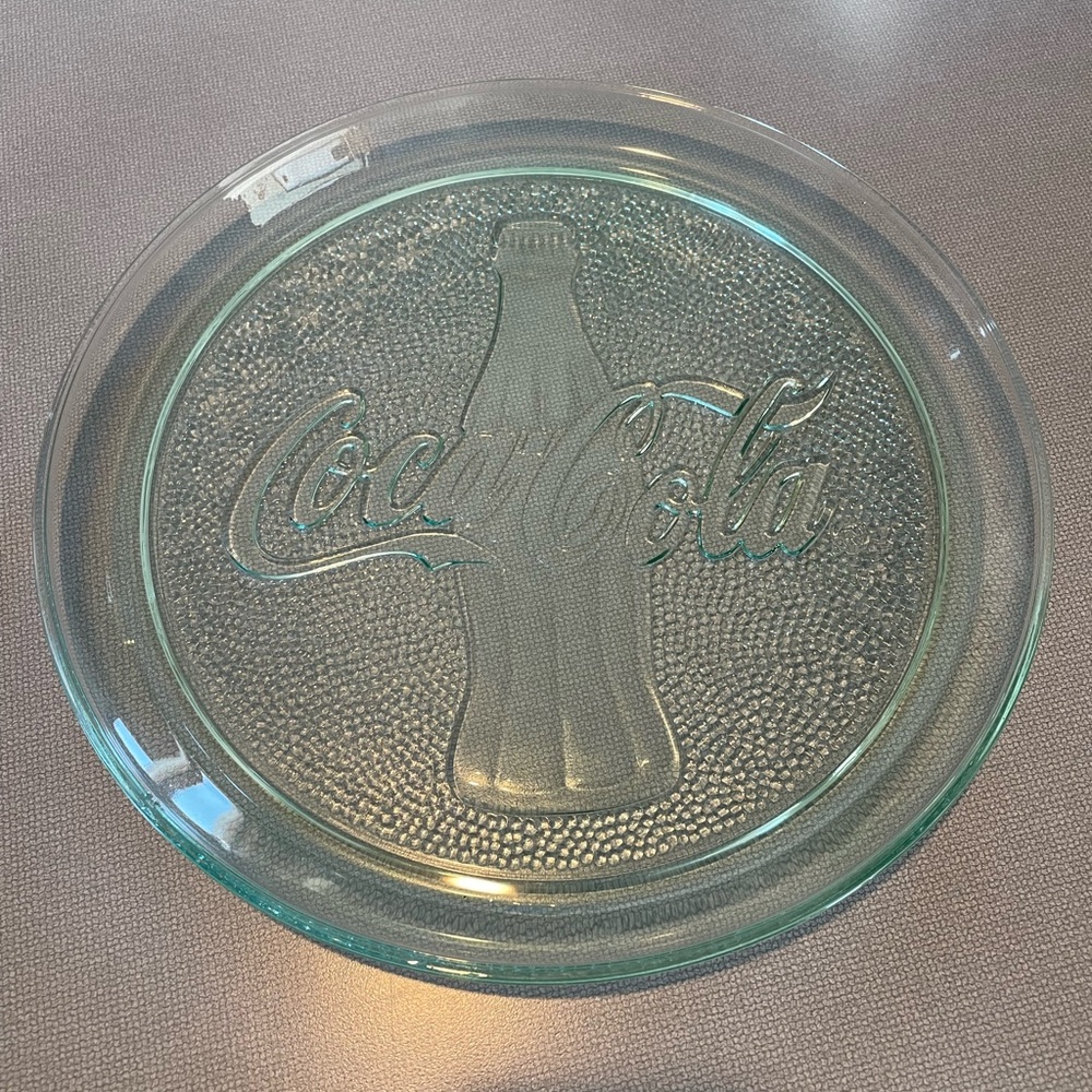 Coca-Cola Aqua-Tinted Embossed Glass Platter